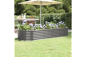 Susany Garden Planter Metal Raised Bed Garden Outdoor Balcony Planter Raised Garden Bed Powder-coated Steel 224x80x36 cm Grey