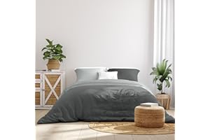 Ruggeri - Parure Copripiumino Matrimoniale | 100% Morbida Microfibra di Alta Qualità - Collezione Everyday (Grigio Bicolor, Copripiumino 240x220cm + 2 Federe 63x63cm)