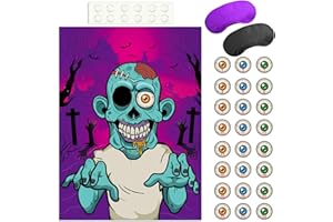 FEPITO épingle Le Globe oculaire sur Le Jeu d'halloween Zombie avec 24 Autocollants de Globe oculaire Zombie pour des Cadeaux de fête d'halloween, décorations d'halloween