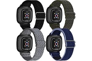 Fengyiyuda 4Pack Compatibile con Cinturino Fitbit Versa 4/Fitbit Versa 3/Fitbit Sense,Nylon Tessuto Regolabile Sport Band,Cinturini di Ricambio Elastico Strap