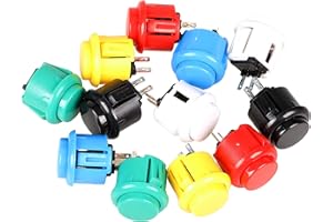 EG STARTS 12x 24mm OEM Arcade Buttons Switch Perfect Replace for Sanwa OBSF-24 Push Button DIY Fighting Stick PC Joystick Games Parts (Each Color of 2 Pieces)