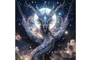 SYBDXJ Kit de Pintura de Diamante, Conjunto de Imágenes de Pintura de Diamante, Pintura de Bordado de Estrás, Set de Pintura para Adultos, Niños, Decoraciones para el Hogar, Pared - Dragones E