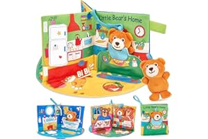 hahaland 3D Stoffbuch Baby Spielzeug ab 0 3 6 12 Monate,Frühpädagogik im Alltag,Weich Buch mit Farben Texturen Knisterbuch,Fühlbuch Baby Spielzeug 1 Jahre, Neugeborene Geschenk Junge Mädchen