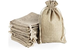 Homewit Jutesäckchen 30 Stück mit Kordelzug, 13x18 cm Natur Jute Beutel, Wiederverwendbare Stoffbeutel für Adventskalender, Geschenkverpackung, Weihnachten, Hochzeit, Partydekoration