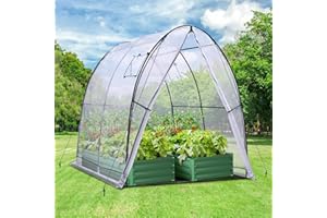 Ohuhu Przenośna szklarnia tunelowa na zewnątrz: ciężka szklarnia z oknami siatkowymi, trwała plastikowa osłona PE do użytku na zewnątrz, 1,8 x 1,8 x 2 m, biała