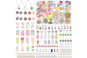 JABNOW 355 PCS DIY Joyería Set para Collar, Kit de Fabricación de Joyas, Kit de Manualidades, Juego de Joyas para Hacer Tú Mismo, Haz un amuleto herradura, pendientes seta y un collar de trébol cuatro hojas