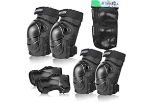 ‎SPFASZEIV Kinder&Erwachsene Knieschoner Set,Schützerset 6 in 1 mit Knie-Ellbogen-Handgelenkschoner, Schutzausrüstung verstellbare Handgelenkschoner für Rollerblading Skaten Skateboard Roller Radfahren