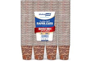 Khaleej Pack Disposable Paper Cups, 6oz – 200 Pack, Heat‑Resistant & Eco‑Friendly Coffee, Tea, Kahwa Cups (Design May Vary)