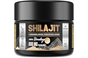 ‎P!NKTRIBE Shilajit Himalaya Shilajit-Harz Gold Standard - 600 mg Himalaya Mischung mit Ayurvedischen Kräuterextrakten, Hoher Gehalt an Fulvinsäure (1er Pack)