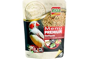 Riga - Menú Premium para Aves Exóticas - Mezcla de Semillas, Cereales y Proteínas Vegetales - Concepto Tri-Nutricional - Ayuda al Funcionamiento Intestinal Óptimo - 1 kg