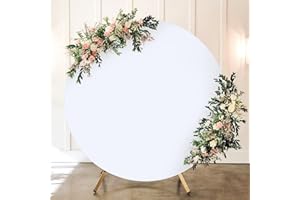 NSSONBEN Weiß Runder Hintergrund Geeignet für 2.2m Durchmesser Runder,Faltenfreier Kreis Hintergründe für Hochzeiten, Geburtstage, Party, Weihnachten, Neujahr, Fotowände Vorhänge(Kein Stand)