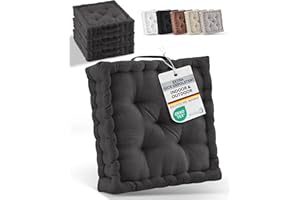 ‎BEAUTISSU Beautissu 2er Set Bodenkissen Sitzkissen 50x50 cm - Dickes Matratzenkissen 10cm - 100% Baumwolle Stuhlkissen Indoor & Outdoor Sitzkissen Boden Tragegriff extra Dicke Sitzauflagen Anthrazit - Mila