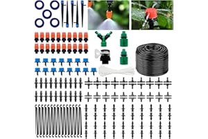 NINGESHOP Sistema de riego Jardín, 211 PCS DIY Sistema de Riego por Goteo con 40m Kit Riego y Ajustable Boquilla Aspersor Pulverizador y Gotero Automatico para Jardin Cama de Flores Patio Césped