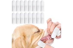 ZUMLLOMA Cepillo Dientes Perro Dedo 12 Piezas,Cepillo de Dientes para Mascotas Hecho de Tela de Fibra Apto para Perros y Gatos,Limpia Eficazmente la Placa Dental (16 piezas)