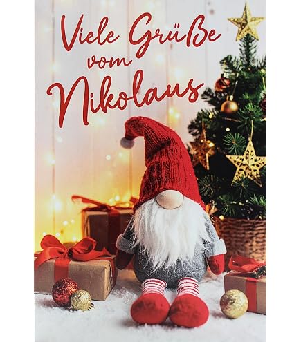 Saint Nikolaus Grußkarte Mit Umschlag – „Vive Saint Nicolas“, 11,5x17 Cm, Aus Nachhaltigem Papier, Made In France