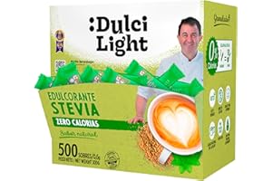 DULCI LIGHT DULCE Y FAVORABLE Dulcilight Édulcorant Stevia Zero Calorie 500 Buchettes 1gr = 10gr de Sucre | Substitut de Sucre Stevia Granulée avec Fibres Végétales 100% Saveur Naturel | Non OGM Keto Sans Gluten Végétalien