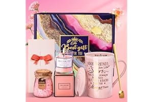 ALBISS Best Friend Birthday Gifts for Women, Friendship Pamper Hamper Gifts for Bestie Ladies, Female Relaxing Spa Bath Sets Basket Gift Christmas Presents, Scented Candle, Bath Salts, Card, Nice Gift Boxed