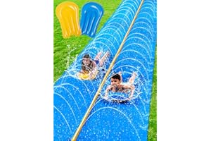Sloosh Riesige Wasserrutsche, 30ft x 6ft/914,4 x 182,8 cm, Rasen-Wasserrutsche mit eingebautem Sprinkler und 2 aufblasbaren Rutschbrettern für Sommerpartys, Garten, Rasen und Außen-Wasserspiele
