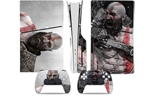 MaD Vision® Extra-haltbares Skin-Kit für PlayStation (PS5) Disc Slim | Mattes Vinyl-Aufkleber-Set für Konsole + 2 Controller – für God of War|GOW Design