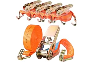 ‎PAMATIO Spanngurte mit Ratsche - 1000kg Kapazität - Robuste Zurrgurte Spanngurt mit Ratsche und Haken in 4m[4 Stück] - TÜV G/S zertifizierte Ratschengurte - Stabile & Wetterfeste Zurrgurte - 25 mm breit