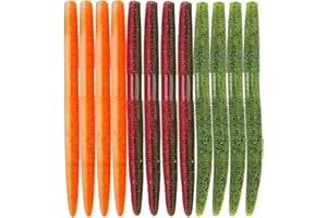 LAIBOREC Senko Bait, 12 señuelos de Pesca de plástico Suave, Kit de señuelos de Pesca de lubina de 5.71 Pulgadas, cebos de Goma con Sal para Wacky Rig, Agua Salada, Agua Dulce