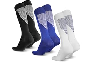 Bestomrogh 3 Pairs Kids Football Socks, Breathable Children's Football Sports Socks Long Soccer Sock Sport Training Rugby Hockey Socks