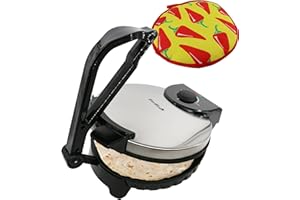 StarBlue 10inch Roti Maker with Free Warmer, Automatic Non-Stick Electric Machine for Chapati & Tortilla, 1200W, UK Plug, Europe Adapter Included