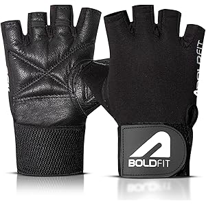 Boldfit Gym Gloves for Men Workout Unisex Hand Gloves for Gym for Men & Women with Wrist Support for Weightlifting, Workout Comfortable Fit Bike Riding, Cycling Handgloves - Warrior Black