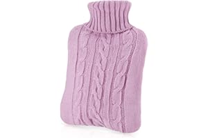 HONOSON Hot Water Bottle Soft Knitted Cover Only Without Hot Water Bottle Hot Water Bottle Cover 2L Large Removable Cover Bottle Cover Sleeves for Women Kids Silicone Hot Water Bag, Only Cover (Light Purple)