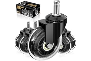 Ferghana Ruedas Silla Oficina,11x22 mm Ruedas para Sillas de Oficina 5 Piezas Deslizamiento Suave & Silencioso Sin arañazos Universales Repuesto Ruedas Silla Oficina para Parquet Transparente