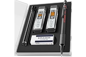 ‎STAGEEK STAGEEK Druckbleistifte 0,5 mit Etui, Wetterfester Metallkörper, Druckbleistift für den Außenbereich, für Künstler mit 120 HB- und 2B-Minen, Radiergummi, zum Schreiben, Zeichnen und Skizzieren