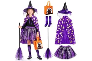 7 st Halloween kostym häxor flicka, häxklänning för flickor, 3–7 år