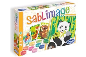 SentoSphère - SABLIMAGE - ANIMAUX EN DANGER - 8805 - Kit Loisir Créatif - Réaliser 4 tableaux avec 15 tonalités de sable - A partir de 4 ans - Fabriqué en France, Orange