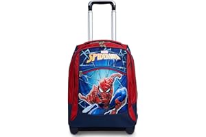Seven Mochila con Ruedas Big Trolley Spider-Man Wall Crawler, Rojo Y Azul -Mochila 2 en 1, Mochila Escolar con Carro - Bolso Escolar Niños y Adolescentes - Bolsillo Interior para Portátil