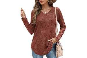 Sampeel Women Sweatshirt Long Sleeve Tops Ladies Crew Neck Sweatshirt Pullover Pleated Tunic with Pockets