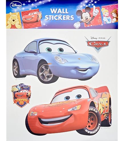 Komar Deco Sticker Cars 2 Fogli 18 Pezzi | Adesivi Murali Rimovibili Con Saetta McQueen | Decorazione Cameretta Bambini 33x14 Cm