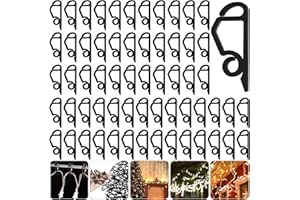 FiveMileBro 120 Clip de lumière de Noël, crochets de gouttière pour lumières d'extérieur, clip de Lumière pour décoration de Noël, pour guirlandes lumineuses et fixation (Noir)