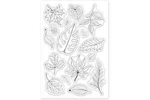 GLOBLELAND Sellos Transparentes de Hojas de Tarjetas de Sellos de Silicona, Sellos Transparentes de Hojas de Árbol para Hacer Tarjetas, Decoración Y Álbumes de Recortes DIY