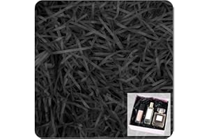 RONGZUBAT 100g Raffia Füllmaterial Geschreddertes Papier Geschenk Füllung für Party Schwarz,Schwarz Geschenk Hamper Shred Papier Geschenkverpackung für Party Hamper Füllung Geschenkbox Dekorations