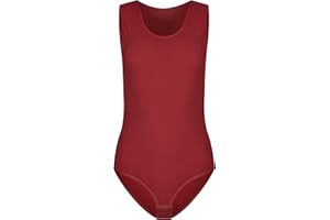 Evoni Damenbody l Damen Overall Bodysuit mit Rundhals l breite Träger l Verschluß-Haken l Unterzieh-Body mit optimaler Passform l sportlicher Damen-Body