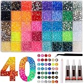 40 Colores 3mm Bedazzling Kit with Glue, 32000 Pcs Diamantes para Manualidades con Pinzas de Depilaci&oacute;n, L&aacute;piz de Puntillismo