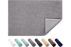 JARITTO Tapis de Bain Antidérapant Absorbant Tapis de Salle de Bain pour Sortie de Douche Baignoire Toilette Cuisine en Microfibre Chenille Lavable en Machine 40 x 60 cm (Gris)