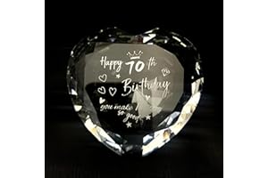 WOSHIDEFA Crystal Heart Keepsake Paperweight - 70th Birthday Gifts for Her: Mum, Grandma, Wife, Sister, Friend, Girlfriend