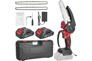 NUZEKY Mini Chainsaw Cordless 6-inch: Handheld Electric Chainsaw with 2×2.0AH Batteries - Portable Battery Small Chainsaw for Garden Courtyard Tree Cutting - Mini Chainsaws with Security Lock