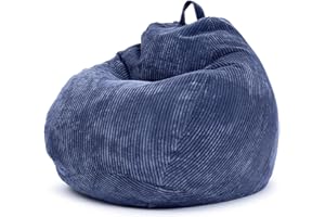 Green Bean© Poltrona a sacco da interno 90x110cm Imbottitura EPS & Velluto a coste morido accogliente lavabile - Cuscino Pavimento Lounge Sedia Sgabello Relax Pouf Bambini Adulti Blu scuro