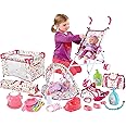 deAO Games Kids 5-in-1 Role Deluxe Playset with Play Mat, Cot, Baby Carrier, Stroller and Travel Bag (Doll Not Included), 59 x 12 x 38 Centimeters