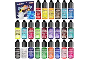 FansArriche Colorant Resine Epoxy - 24 Couleurs × 10 ml Pigment Resine Epoxy AB, Translucide Hautement Concentré Pigment Liquide pour la Fabrication de Bijoux à Bricoler, pour l'Artisanat, la Peinture