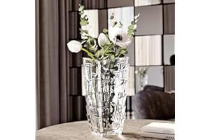 Queensway Home & Dining Crystal Look Heavy Glass Bouquet Flower Vase Holder for Home Table Decor Wedding Centrepiece Dining and Living Rooms