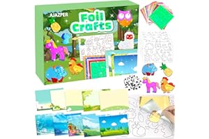 AJAZPER Kunst & Bastelaktivität, Folienspaß für Kinder, DIY Kreatives Aktivität Reisespielzeug, Bastelsets, Bastelkoffer Geschenk für Mädchen & Jungen ab 4 Jahren Geburtstag Weihnachten (Grün)