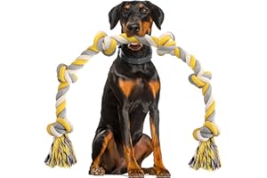 NORVY XXL 6-Nodi Corda per Giochi per Cani Ideale per Grandi e Aggressivi - 100cm Pesante Resistente Quasi Indistruttibile - Giocattolo da Tug per Cuccioli in Cotone